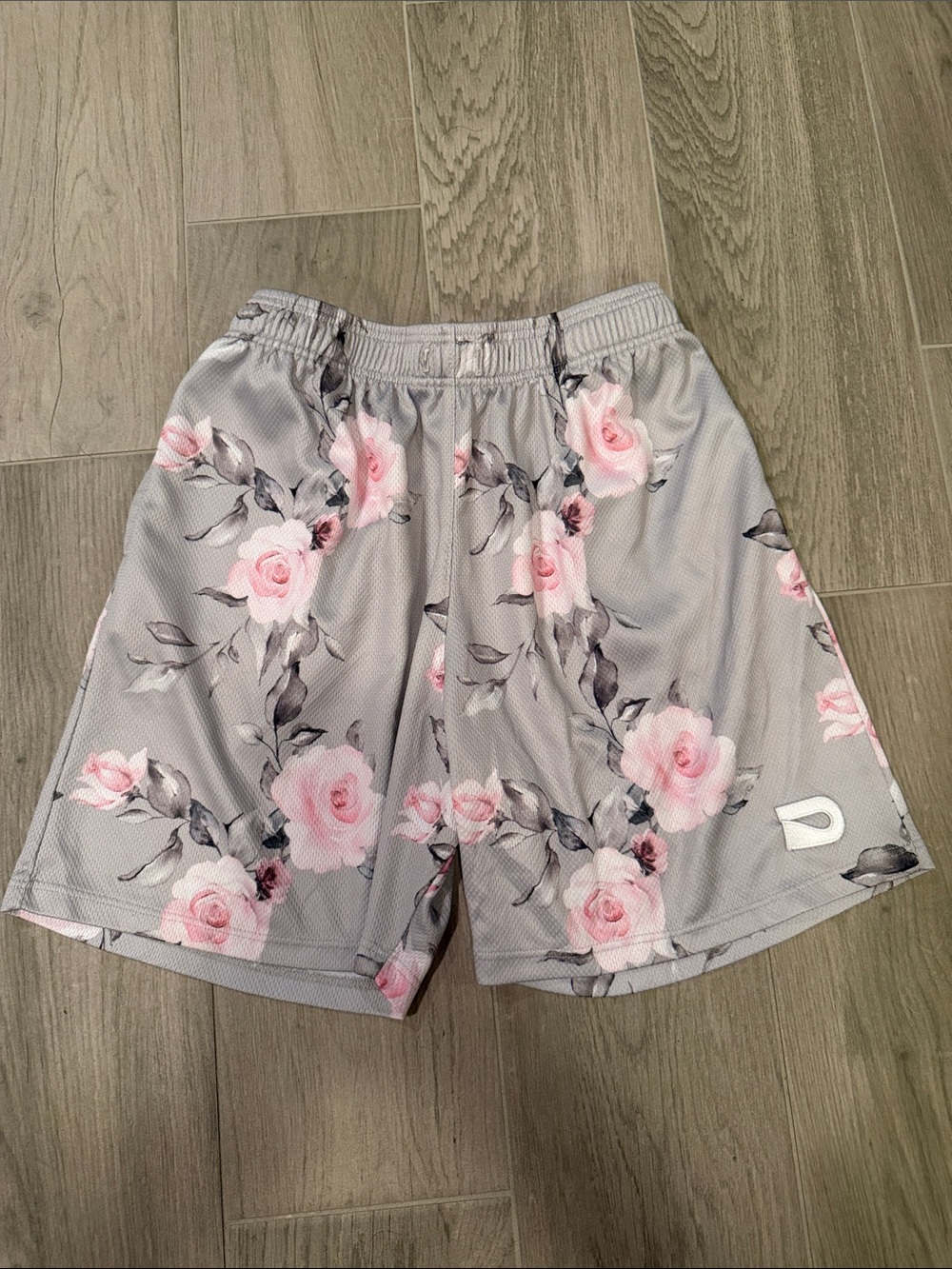 The Drip Shop Boys Floral Gray & Pink Athletic Shorts Size 2XL